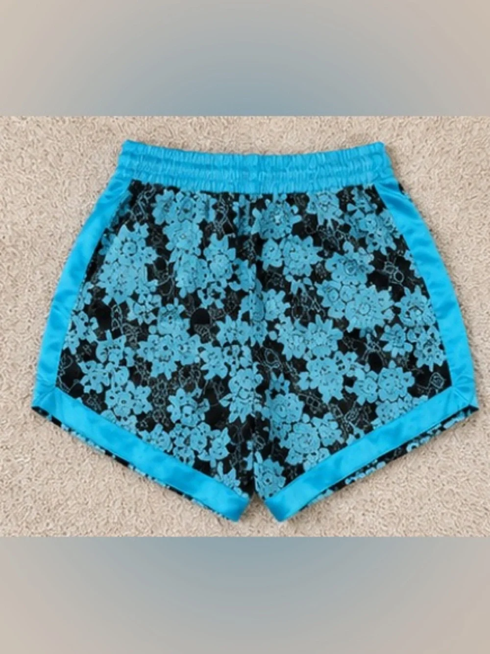 Nike Turquoise Floral Lace Athletic Shorts